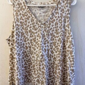 Old Navy Women's Tan and White Patterned Tank Top